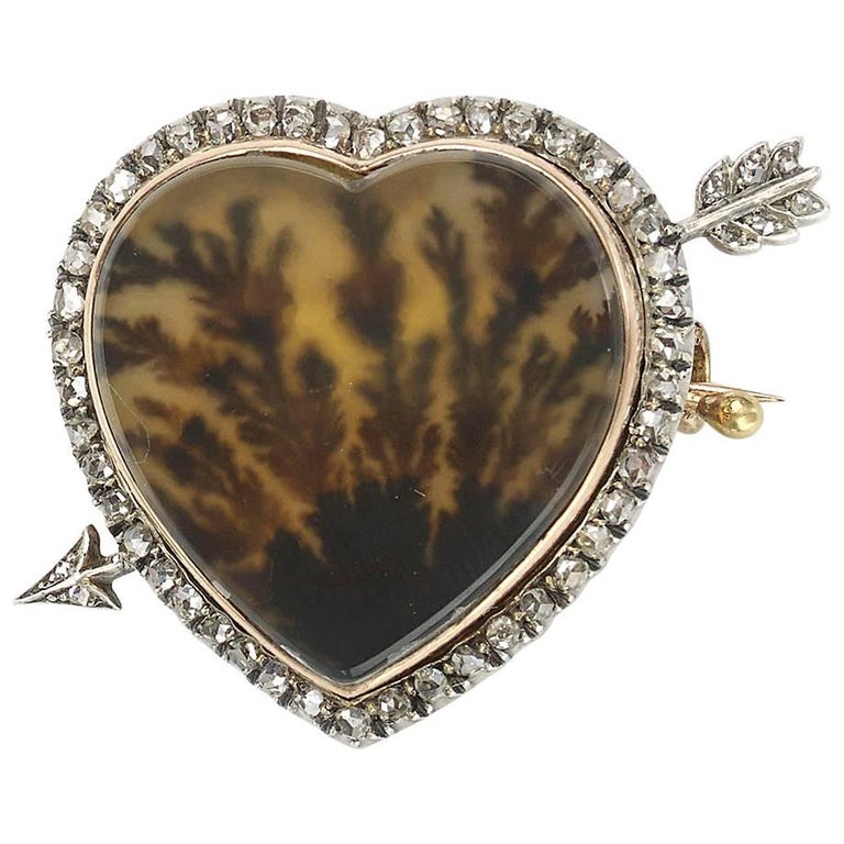 Antique Faberge Moss Agate Brooch For Sale at 1stdibs