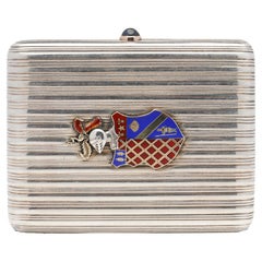 Antique Fabergé Parcel-Gilt Silver Cigarette Case with Coat of Arms