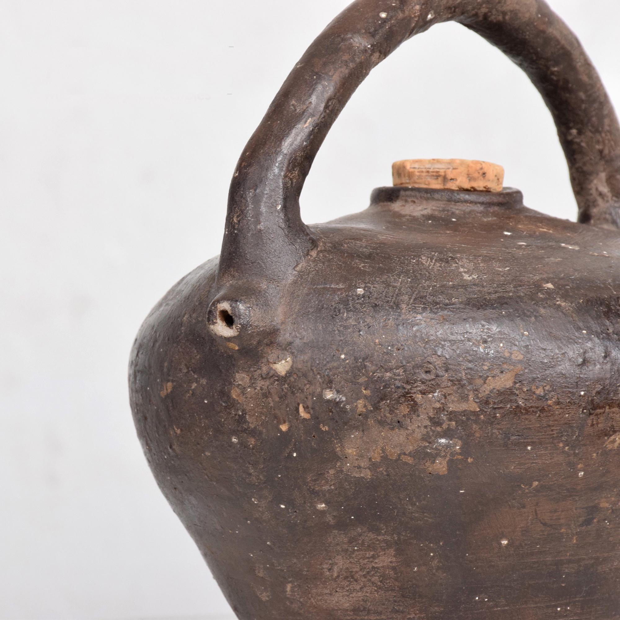 Ceramic 19th Century Handmade French Pottery Antique Oil Jug Vessel