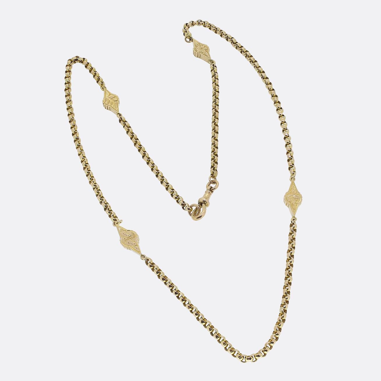 Femenino o masculino Antiguo eslabón facetado Belcher Cadena de barras florales en venta