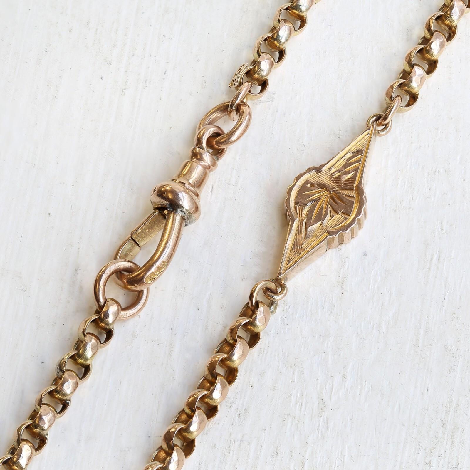 Antiguo eslabón facetado Belcher Cadena de barras florales en venta 2