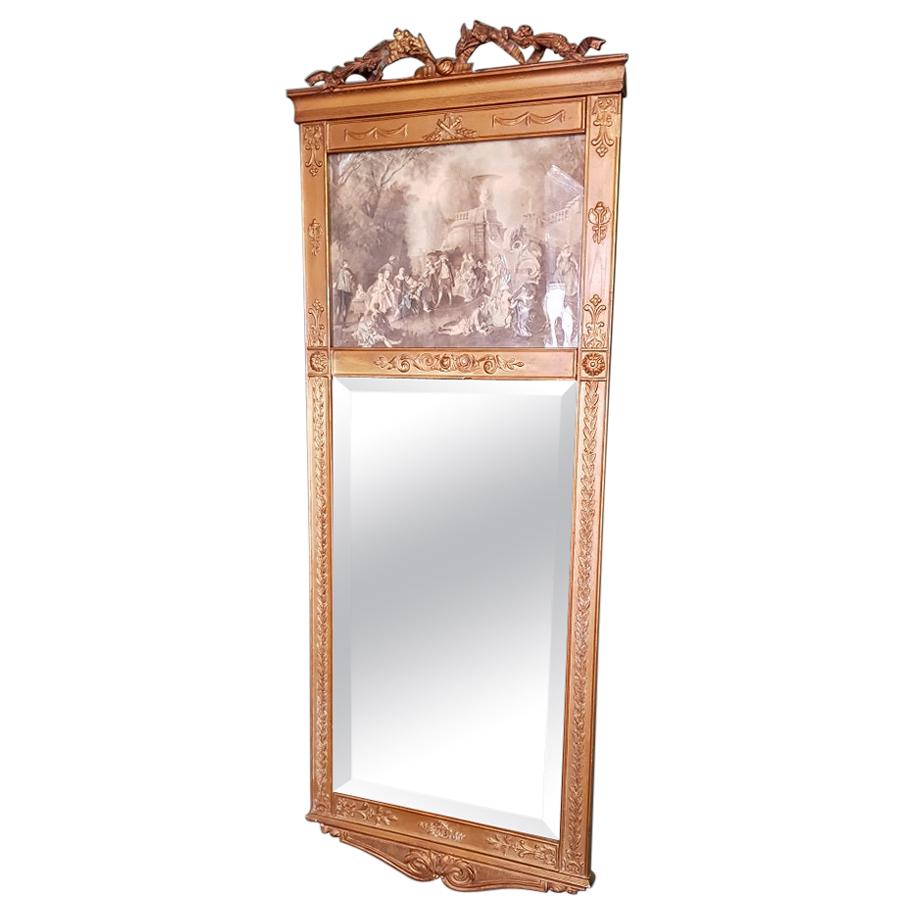 Antique Faceted Mirror in a Gilded Neoclassical Plaster Frame For Sale