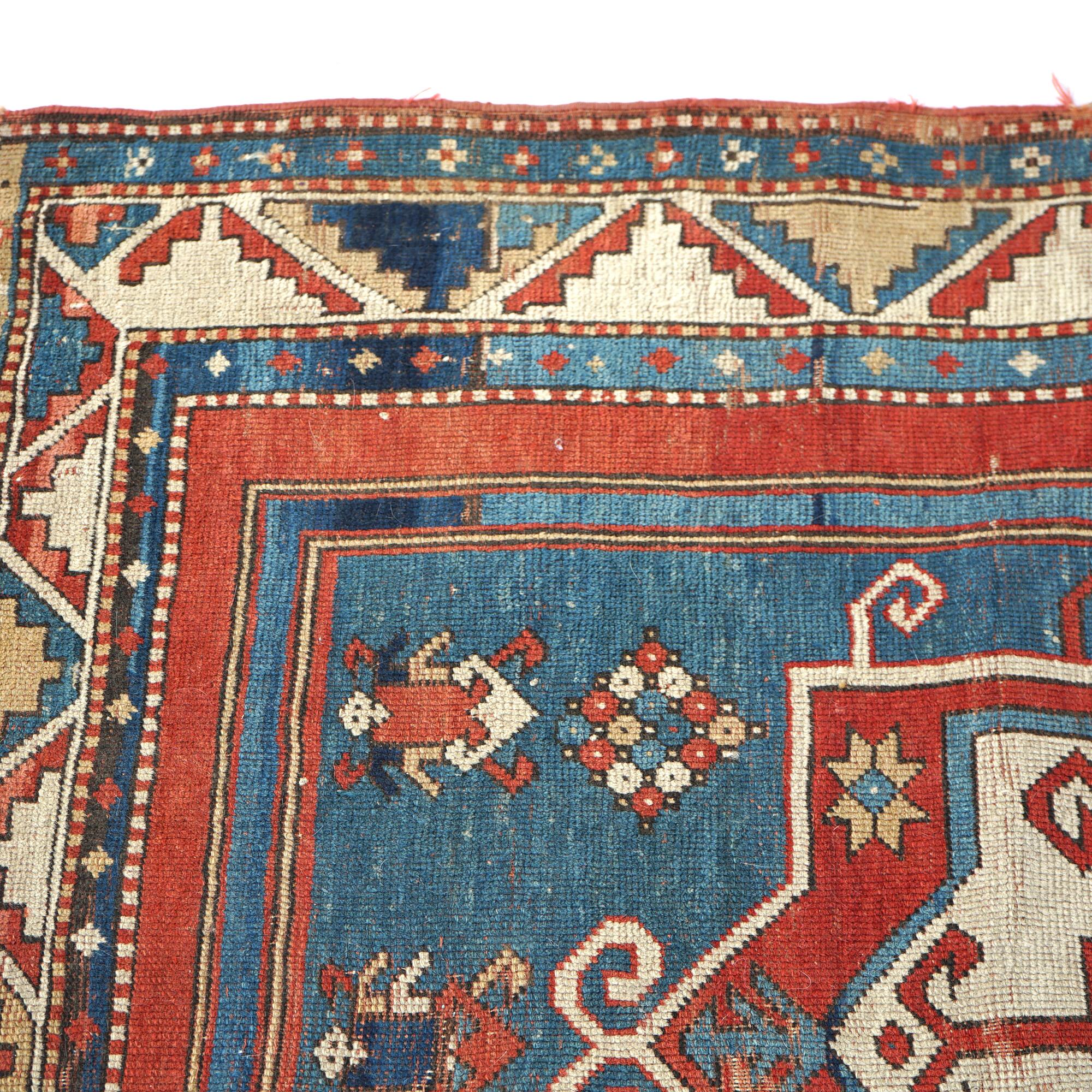 Antique Fachralo Kazak Caucasian Oriental Rug C1900 4