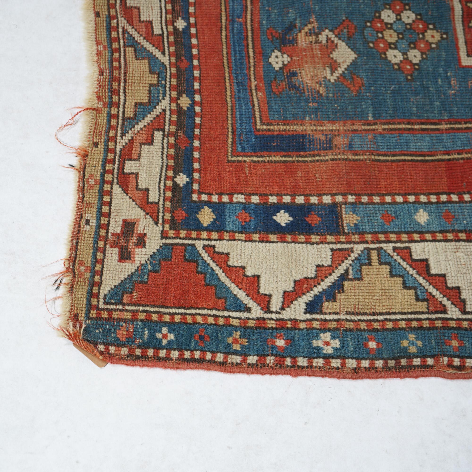 Wool Antique Fachralo Kazak Caucasian Oriental Rug C1900