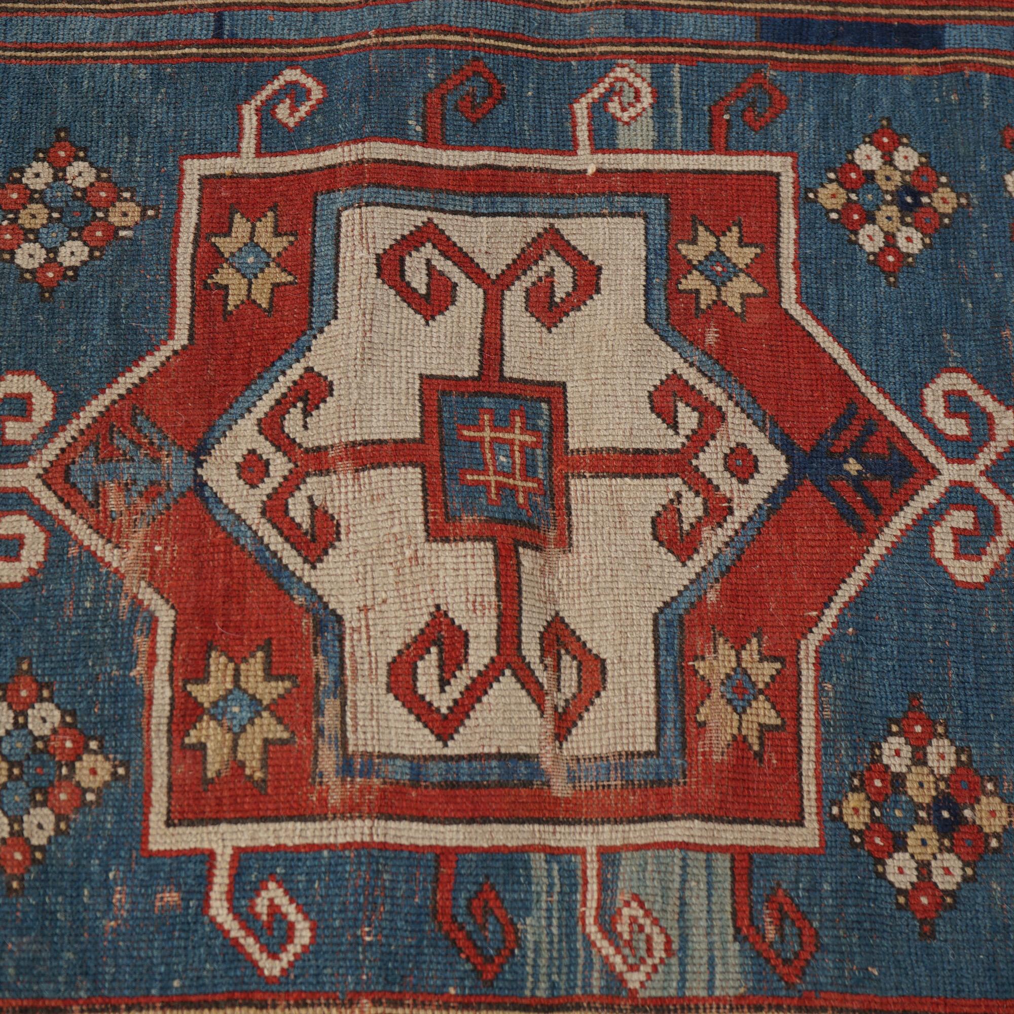 Antique Fachralo Kazak Caucasian Oriental Rug C1900 1