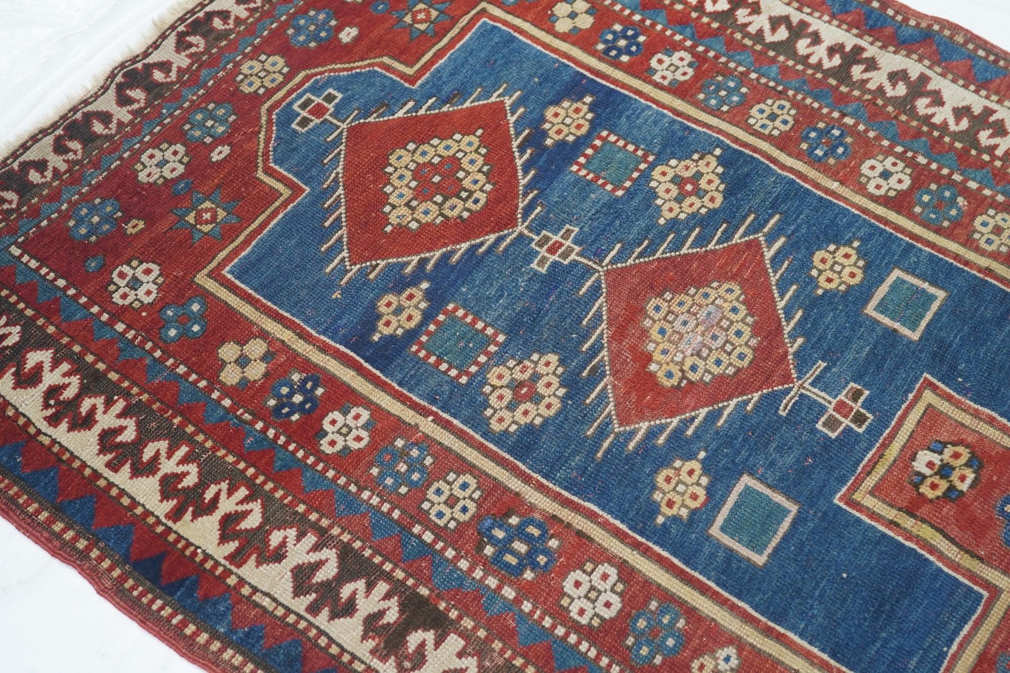 Wool Antique Fachralo Kazak Rug For Sale