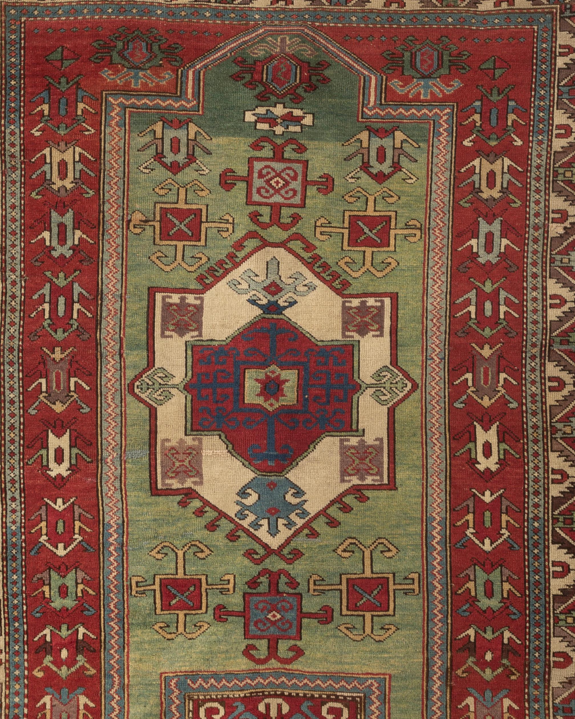 Antique Fachralo Kazak rug, circa 1880, From south west Caucasia, Fachralo is due west of Kazak just over the Armenian border and they are difficult to find. This fine example displays all the characteristics associated with this area with wonderful