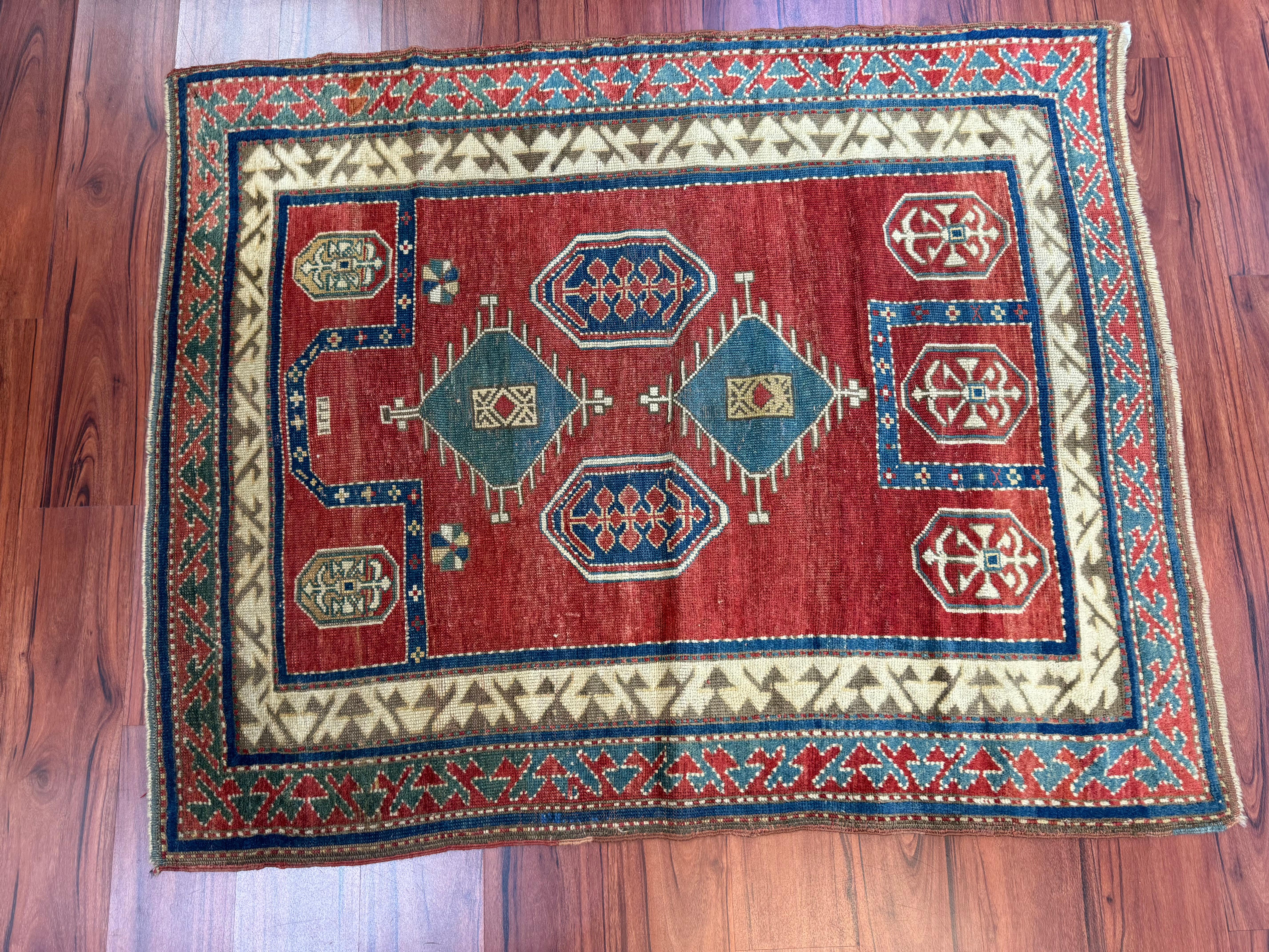 Antique Fachralo Kazak Rug For Sale 6