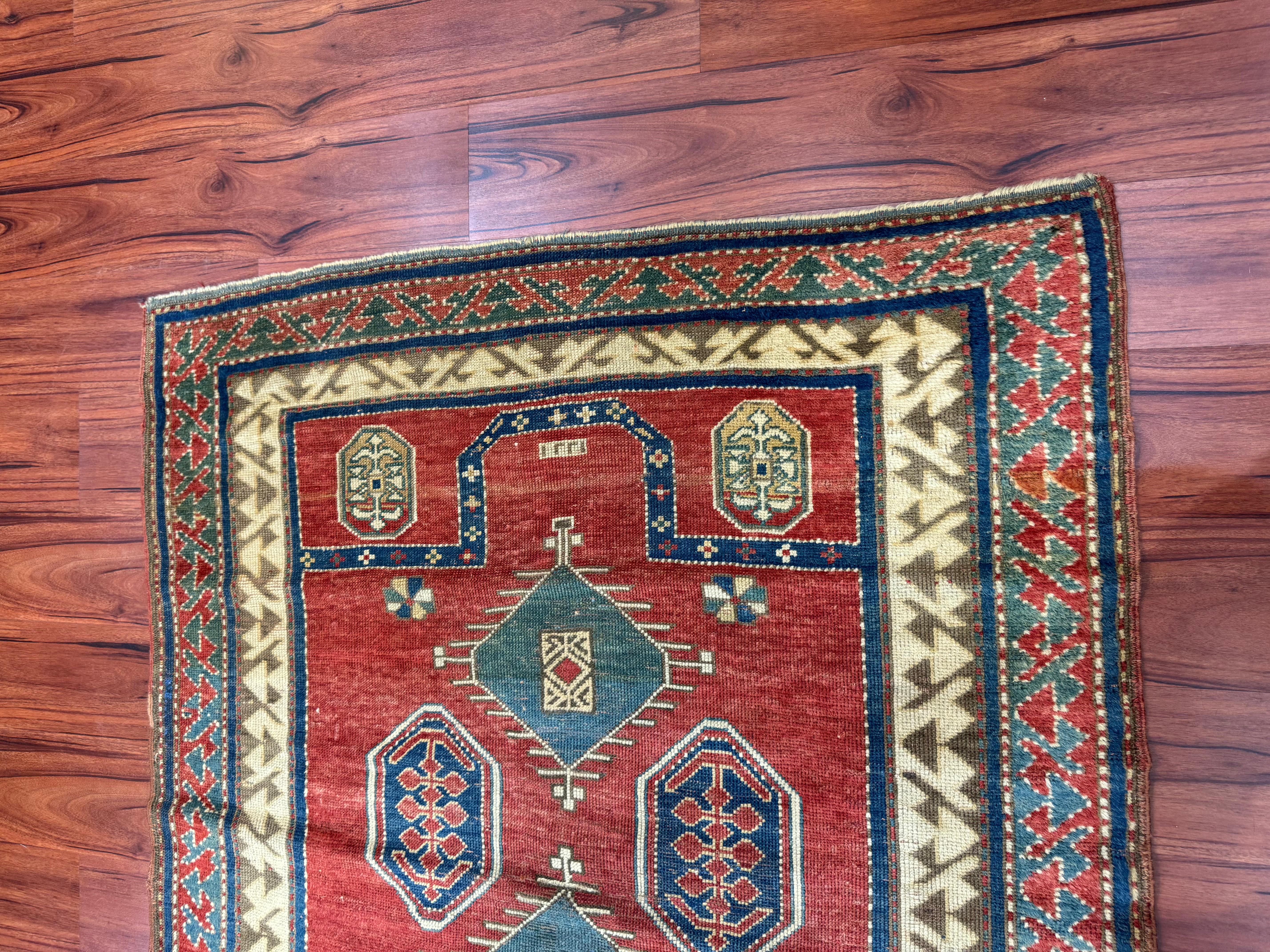 Caucasian Antique Fachralo Kazak Rug For Sale