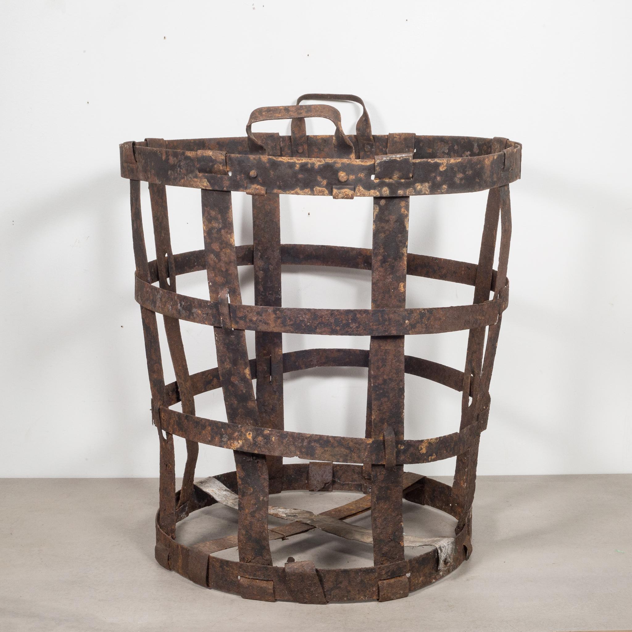 Industrial Antique Factory Steel Band Basket, c.1880-1920 For Sale