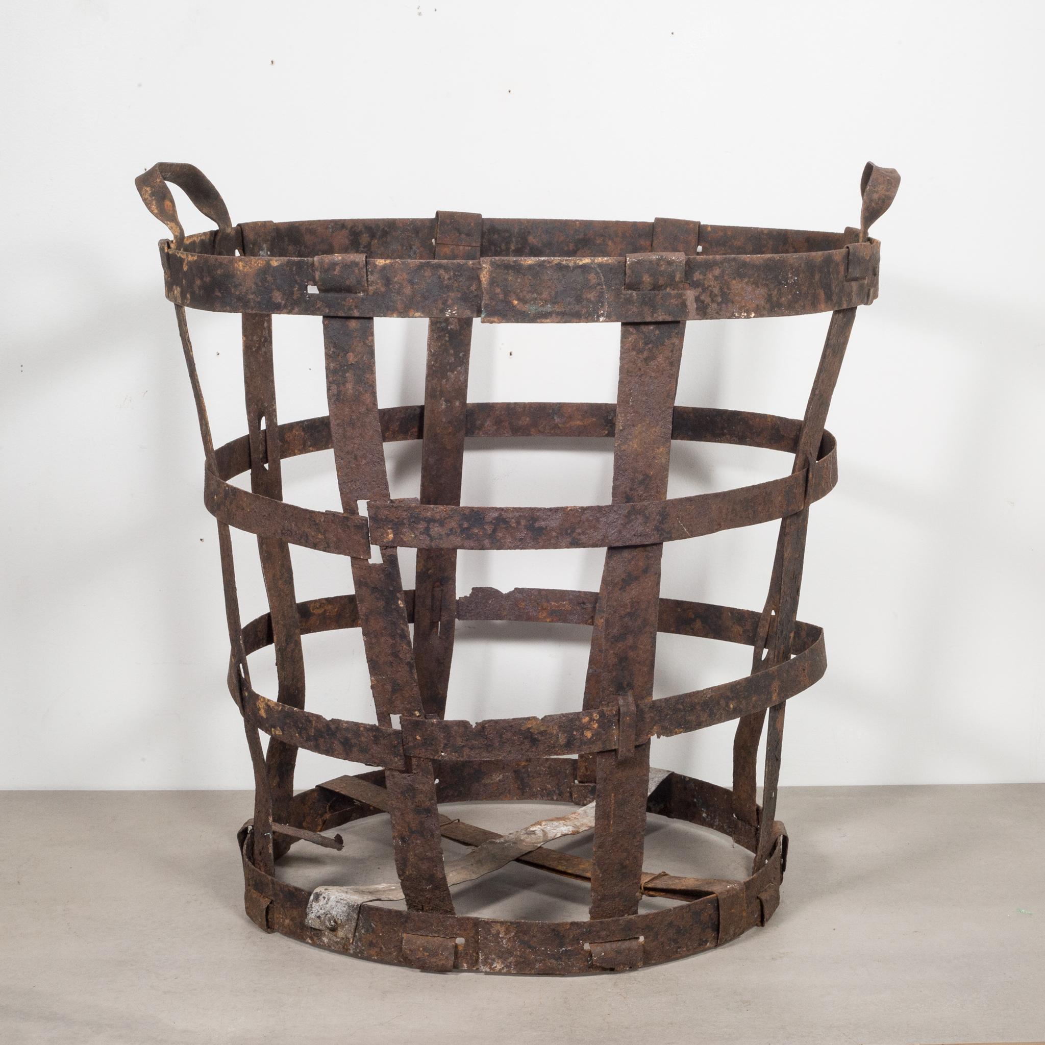 Antique Factory Steel Band Basket, c.1880-1920 In Good Condition For Sale In San Francisco, CA