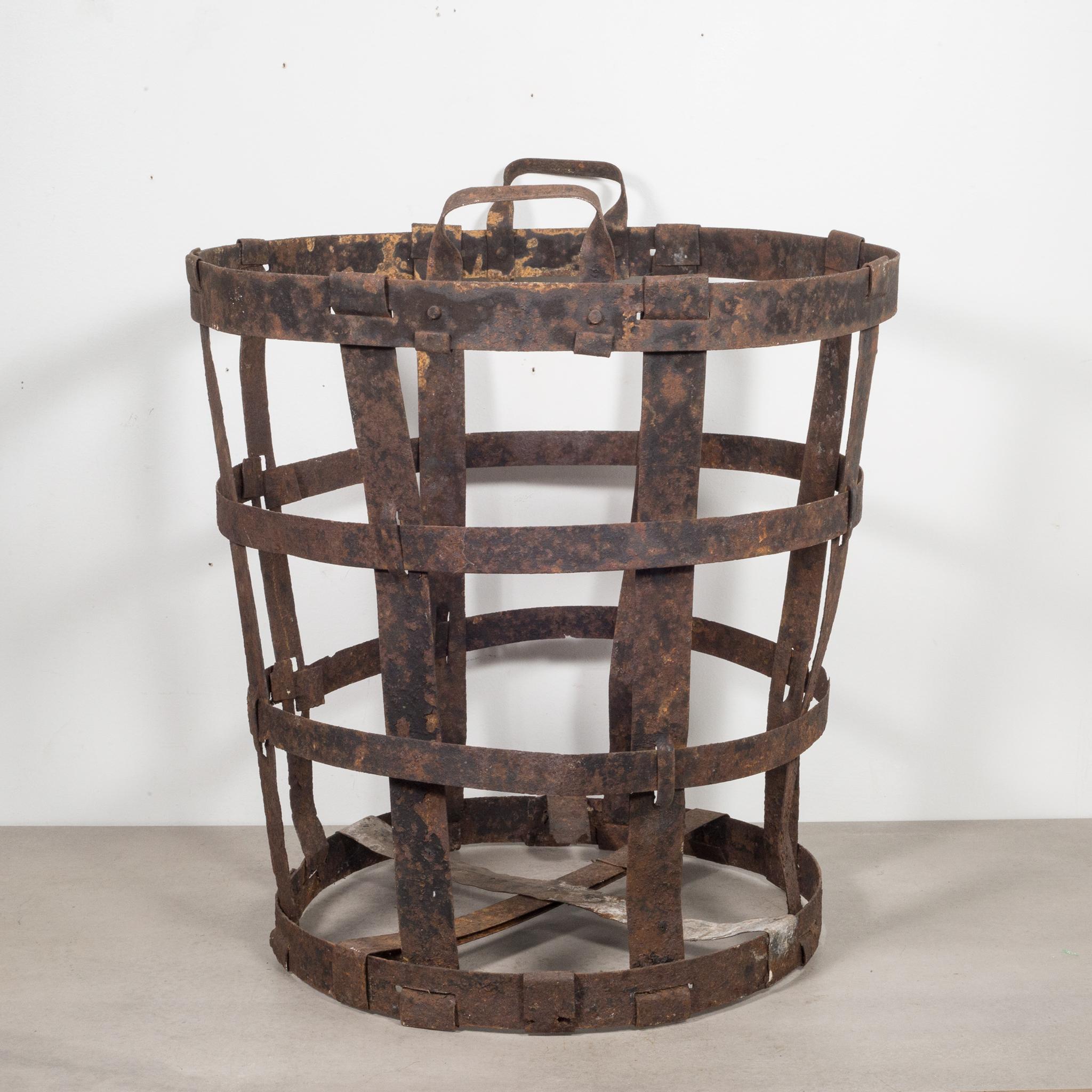 20th Century Antique Factory Steel Band Basket, c.1880-1920 For Sale