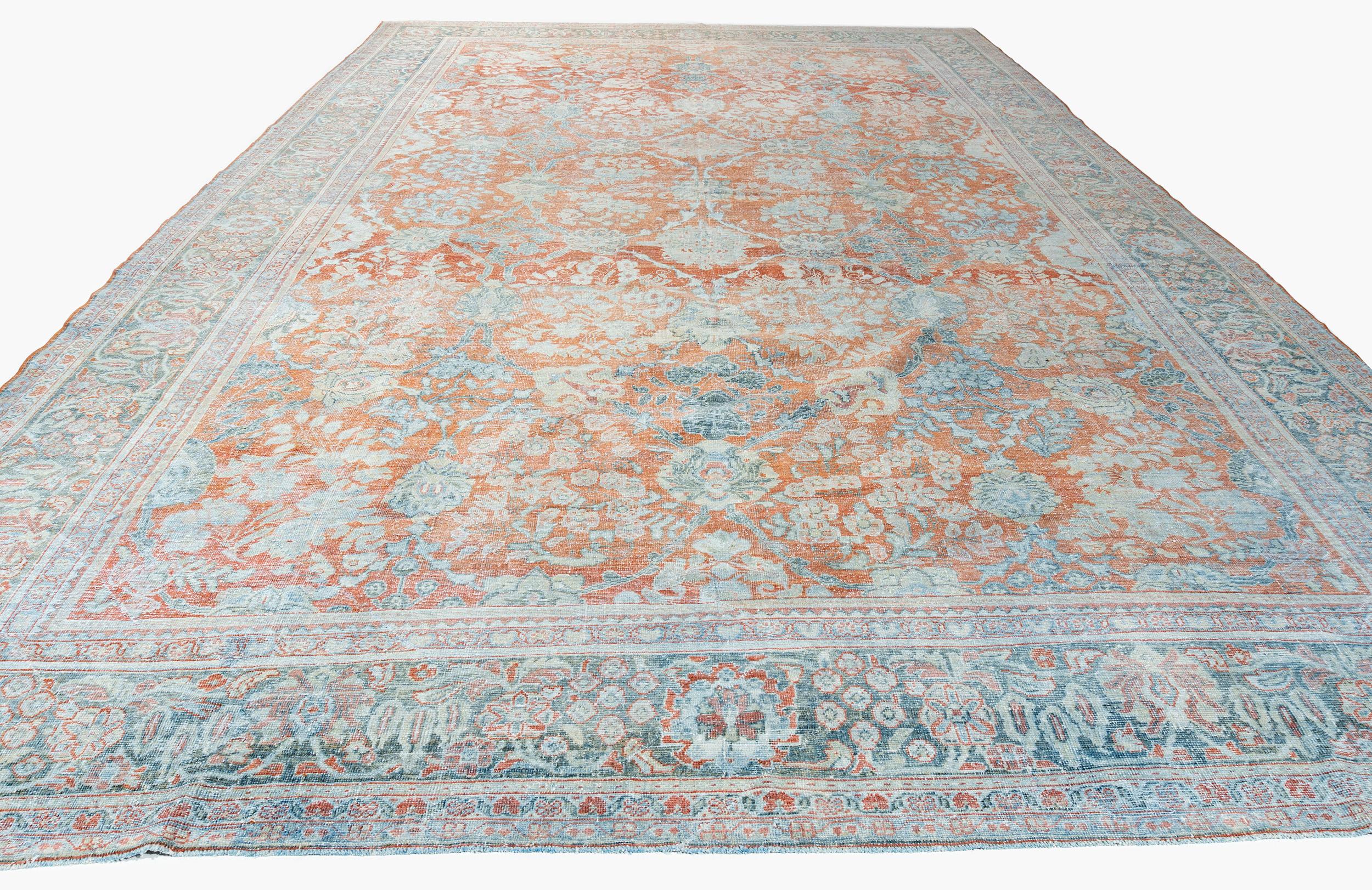 Antique Faded Brick Red Persian Distressed Sultanabad Rug  11'6 x 18'1 For Sale 5