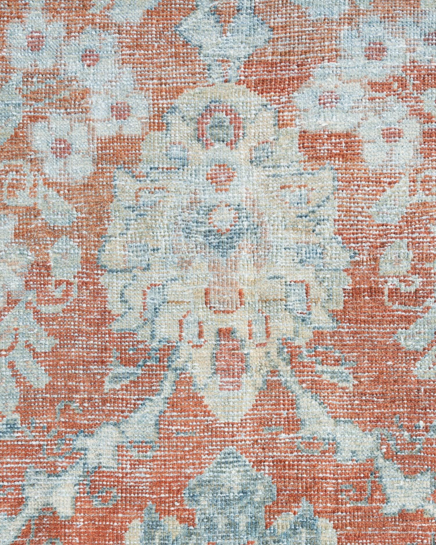 Wool Antique Faded Brick Red Persian Distressed Sultanabad Rug  11'6 x 18'1 For Sale