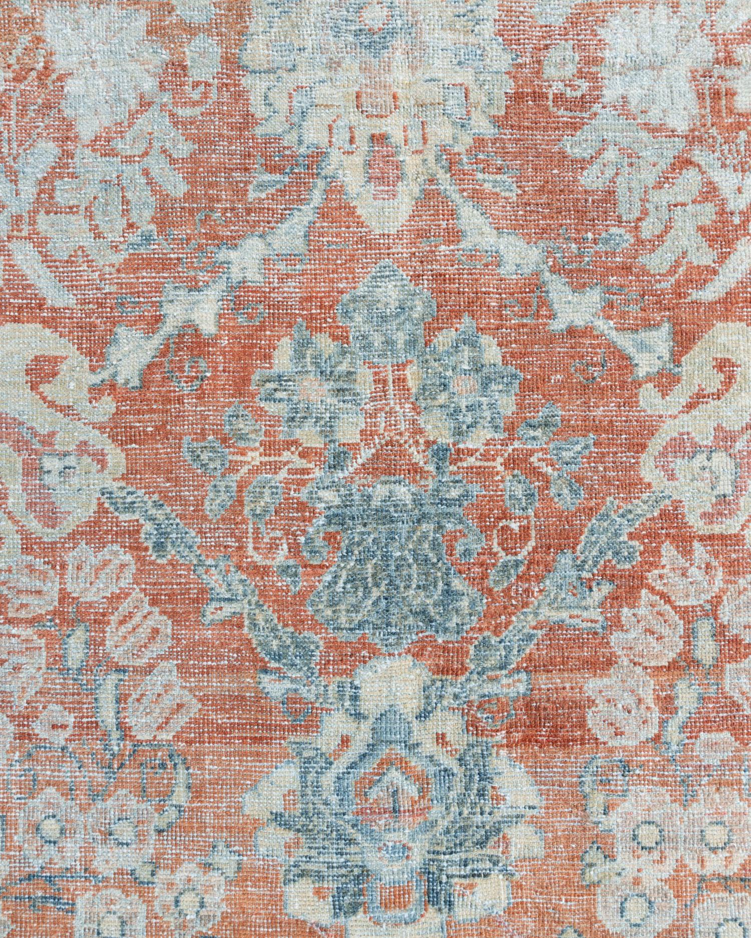 Antique Faded Brick Red Persian Distressed Sultanabad Rug  11'6 x 18'1 For Sale 2
