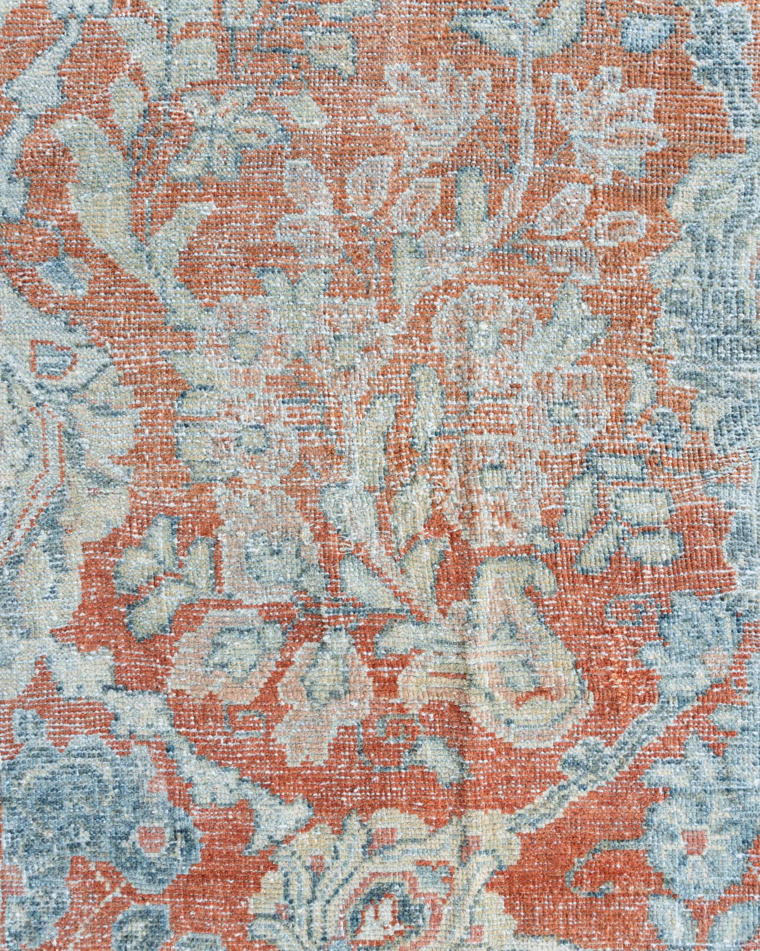 Antique Faded Brick Red Persian Distressed Sultanabad Rug  11'6 x 18'1 For Sale 3