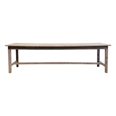 Antique Faded French French Farm House Table with Blue Gray Paint