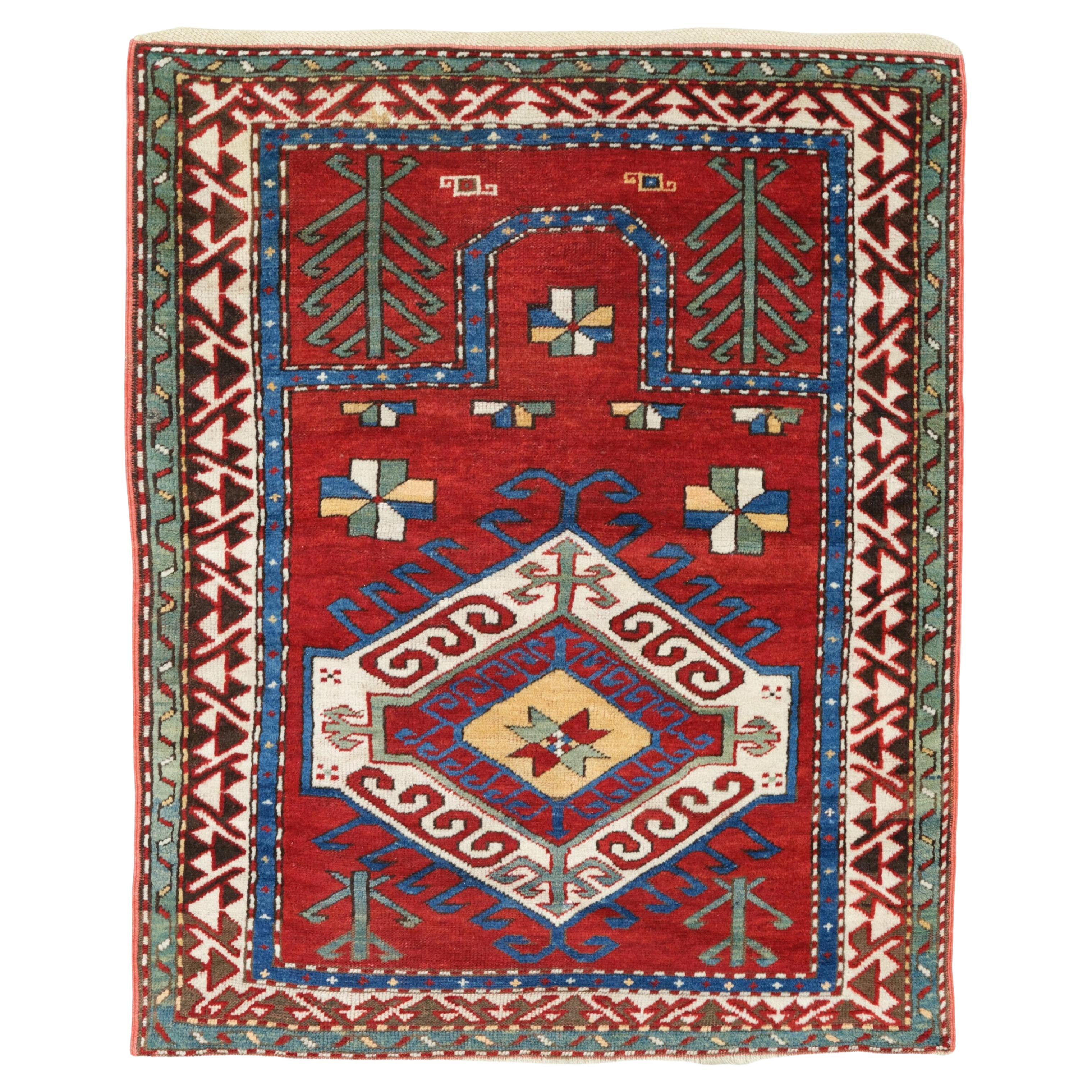 Antique Fahrola Prayer Rug - 19th Century Fahrola Prayer Rug, Caucasian Rug