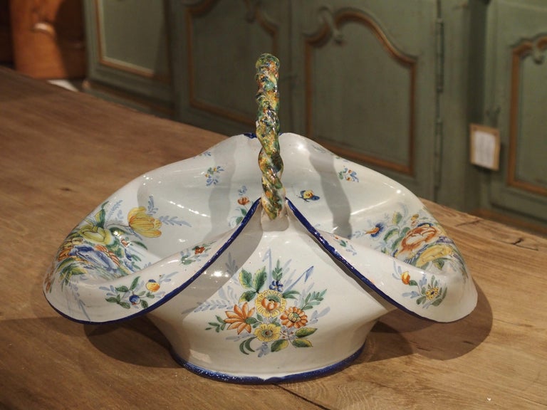 Antique Faience Basket from France, circa 1900 For Sale 4