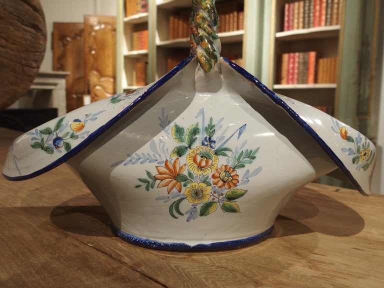 Antique Faience Basket from France, circa 1900 For Sale 5