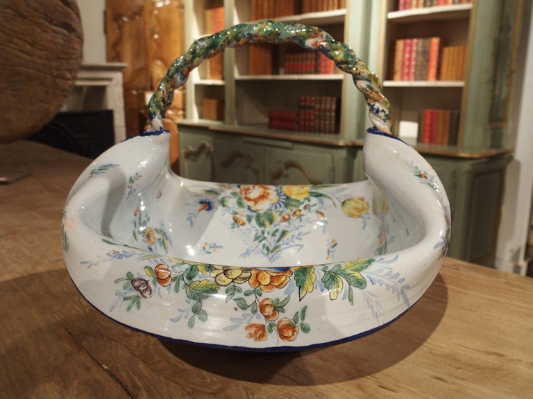 Antique Faience Basket from France, circa 1900 For Sale 6