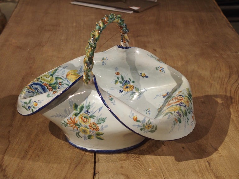 Antique Faience Basket from France, circa 1900 For Sale 3