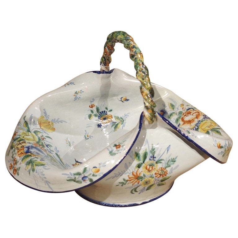 Antique Faience Basket from France, circa 1900 For Sale