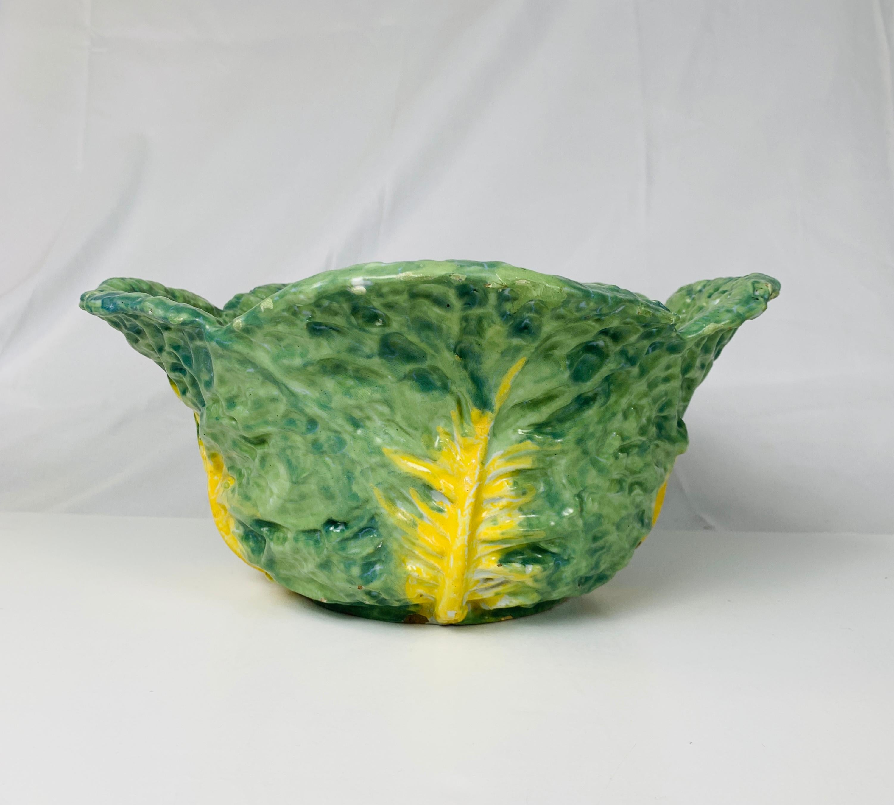 Rococo Antique Faience Cabbage Form Soup Tureen Hand-Painted in Brussels Circa 1765