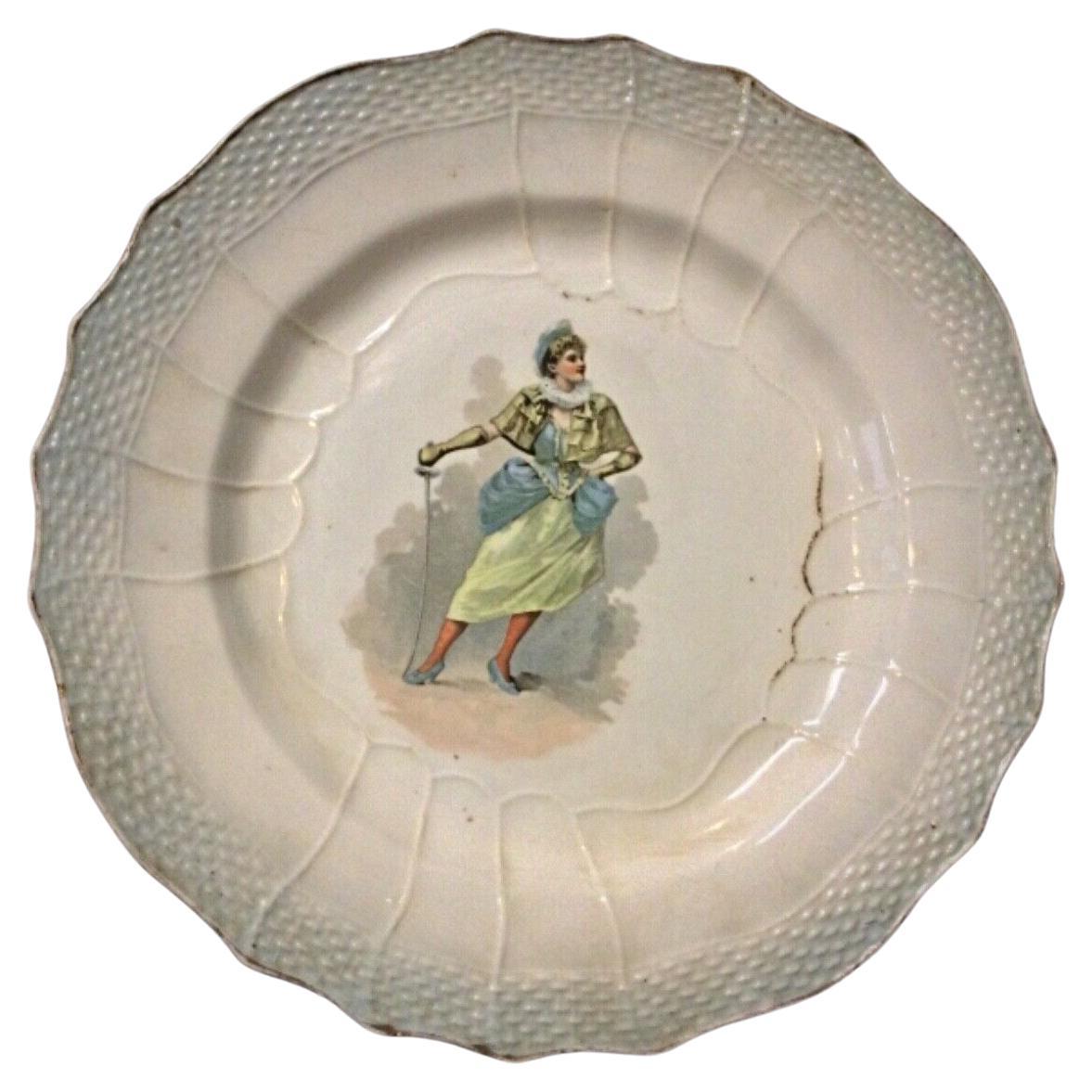 Antique Faience Plate - 20th Century or Earlier, "Hamage Nord" Design- 2Y12
