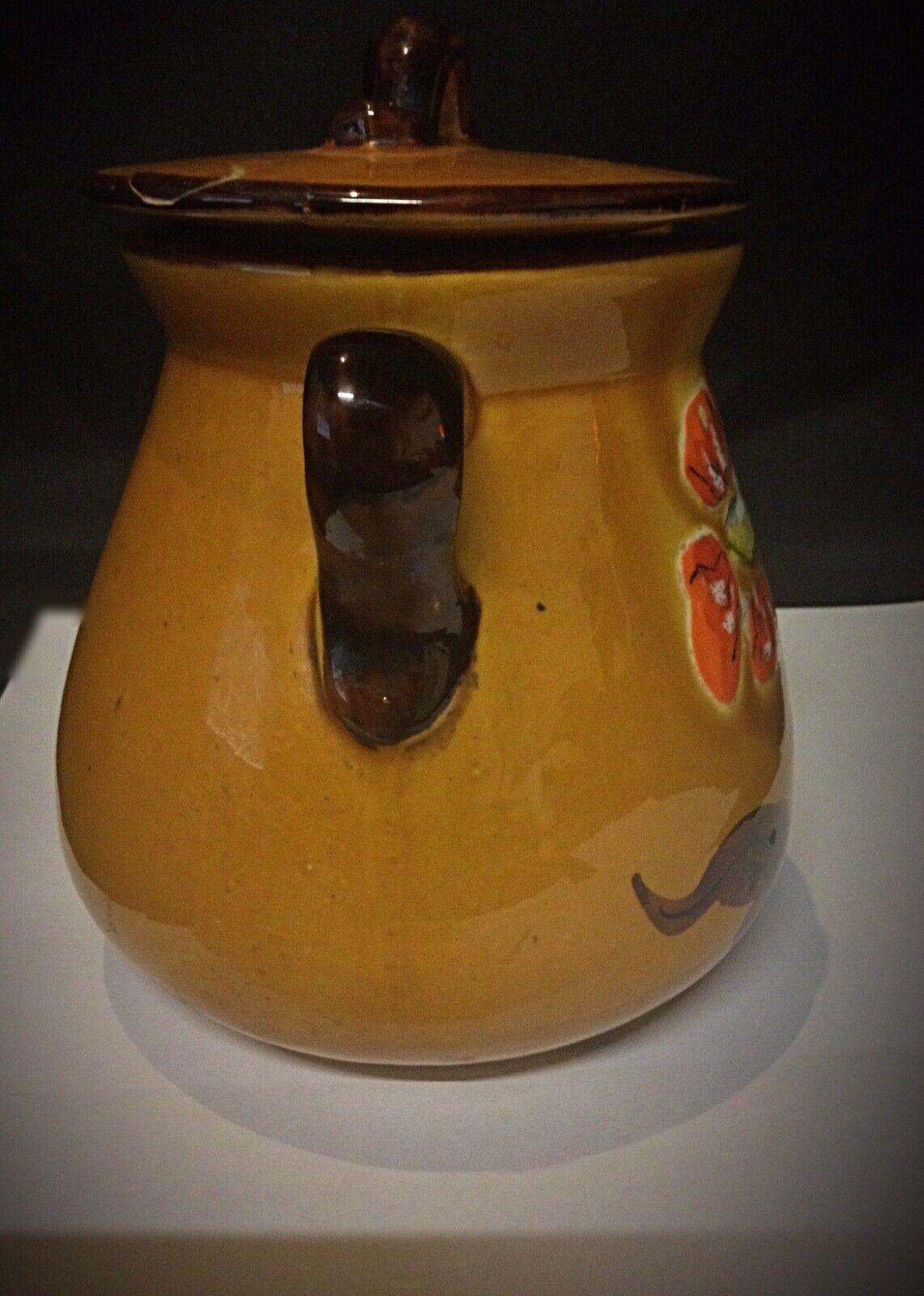 20th Century Antique Faience Pot with Handle and Floral Decoration - 2Y63 For Sale