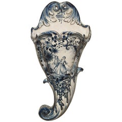 Antique Faience Wall Cornet from the Netherlands, circa 1850