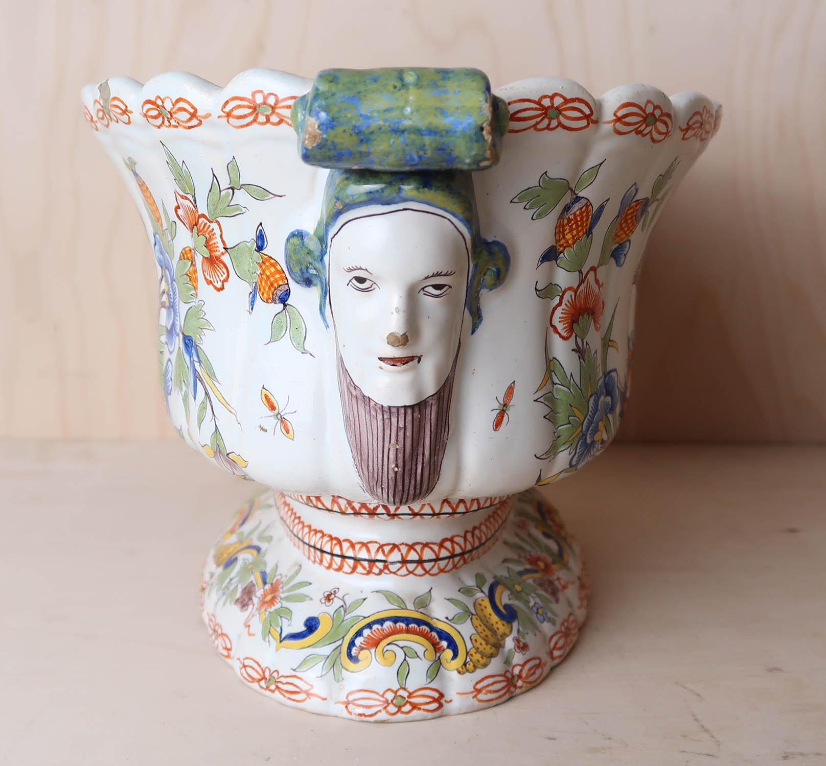 Antique Faience Wine Cooler or Jardiniere. French 19th Century In Good Condition For Sale In St Annes, Lancashire