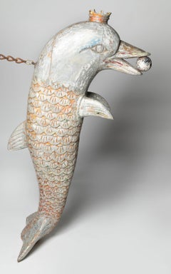 Antique fairground carousel dolphin, carved wood