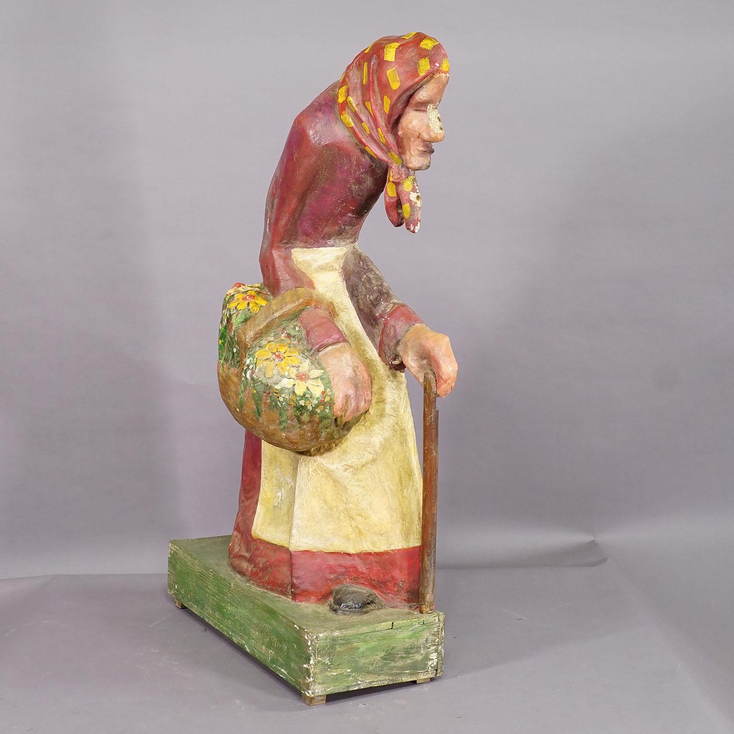 Victorian Antique Fairground Paper Mache Sculpture of a Witch or Farmer's Wive For Sale