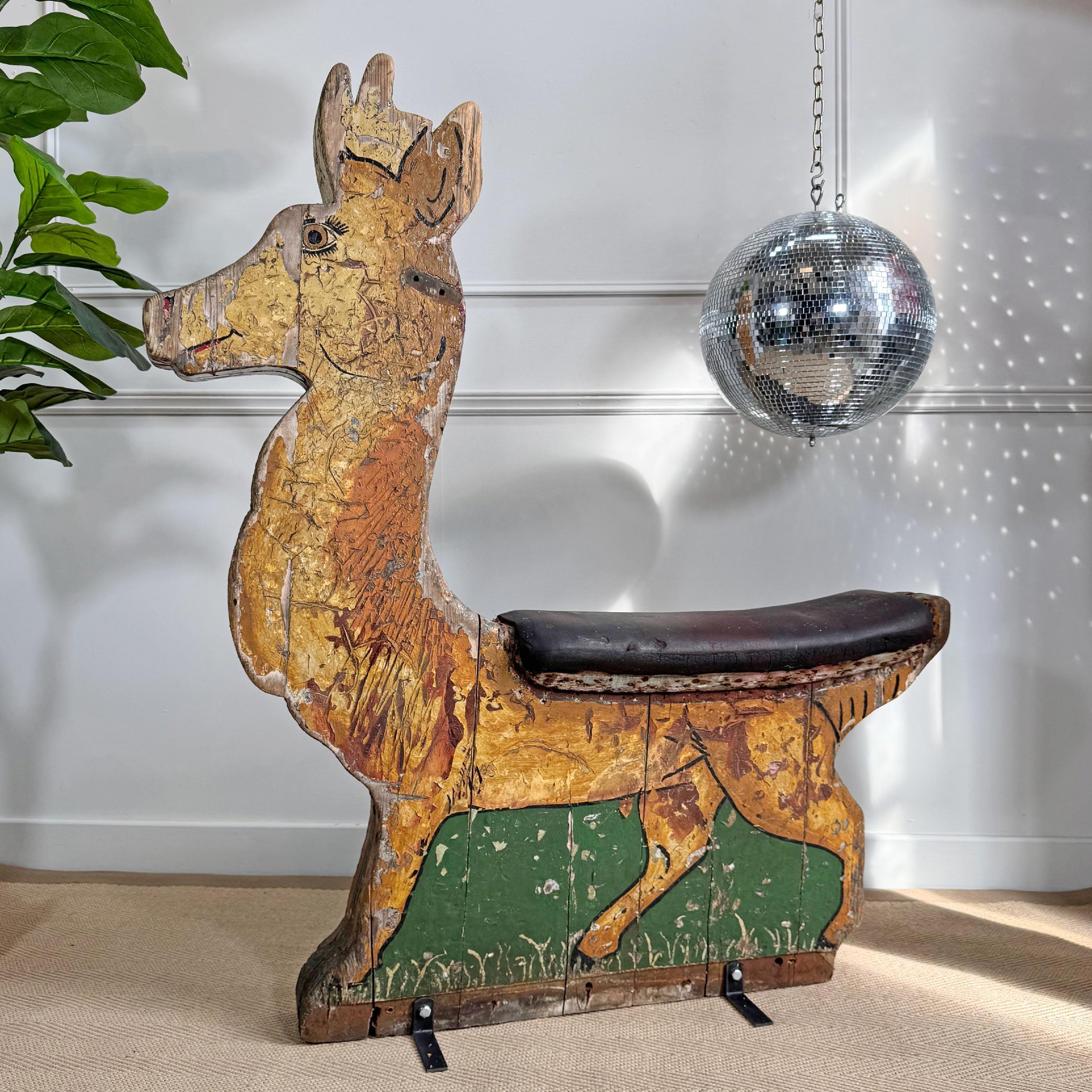 Folk Art Antique Fairground Ride Circa 1930 Reindeer For Sale