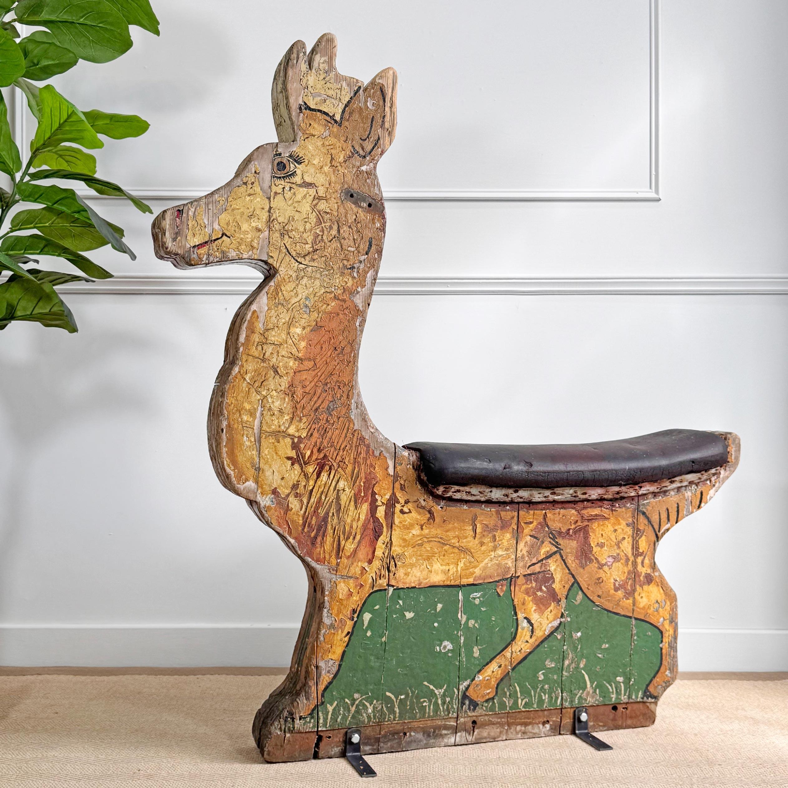 English Antique Fairground Ride Circa 1930 Reindeer For Sale