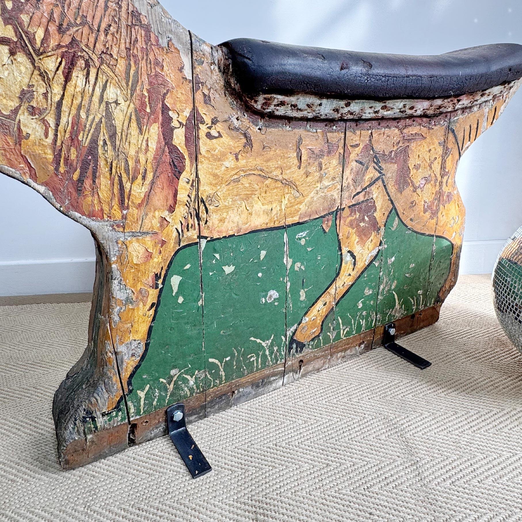 Pine Antique Fairground Ride Circa 1930 Reindeer For Sale