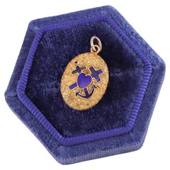 Antiguo Relicario Fe, Esperanza y Caridad de Oro de 14k