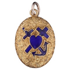 Antique Faith, Hope, and Charity Locket of 14k Gold
