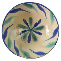 Antike glasierte Lebrillo-Schale aus Terrakotta-Keramik von Fajalauza, Granada, Spanien