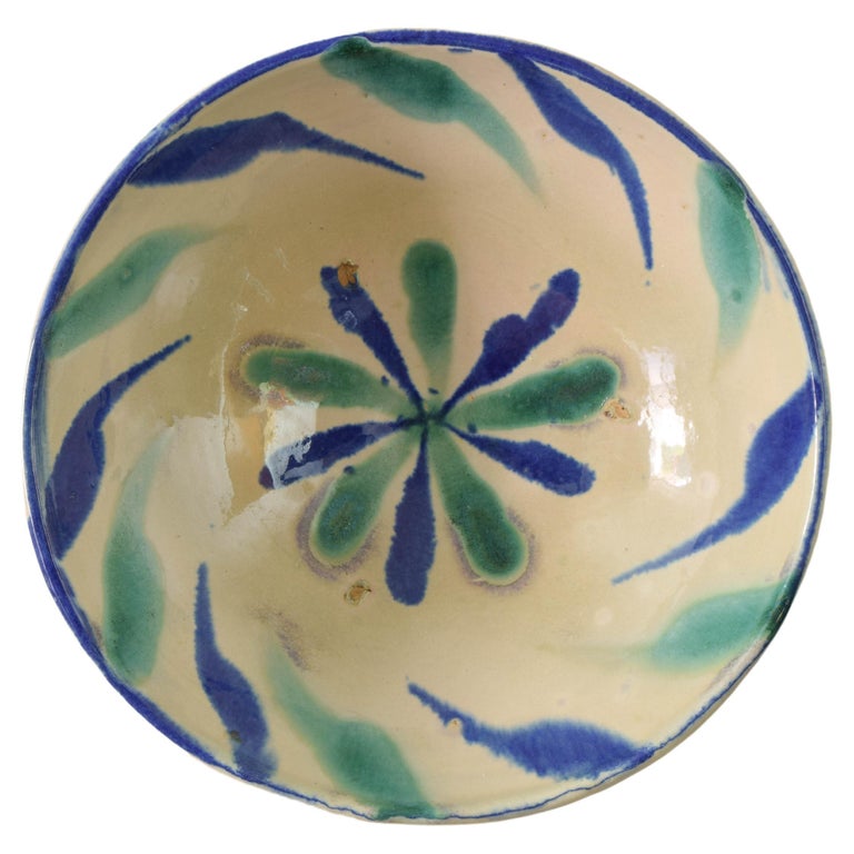Antique Fajalauza Glazed Terracotta Ceramic Lebrillo Bowl, Granada Spain at 1stDibs
