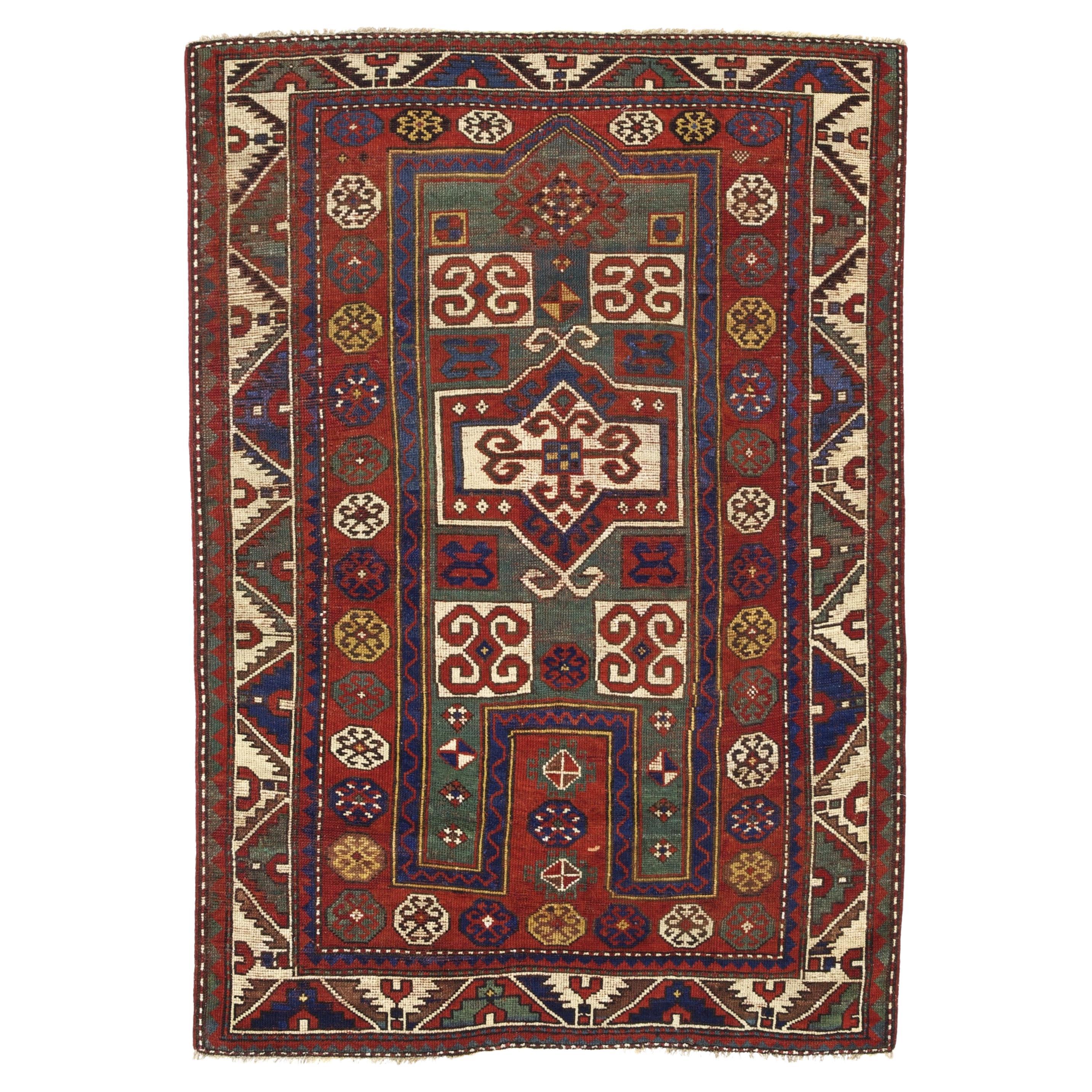 Antique Fakhralou Kazak Rug 3'11" x 5’11"