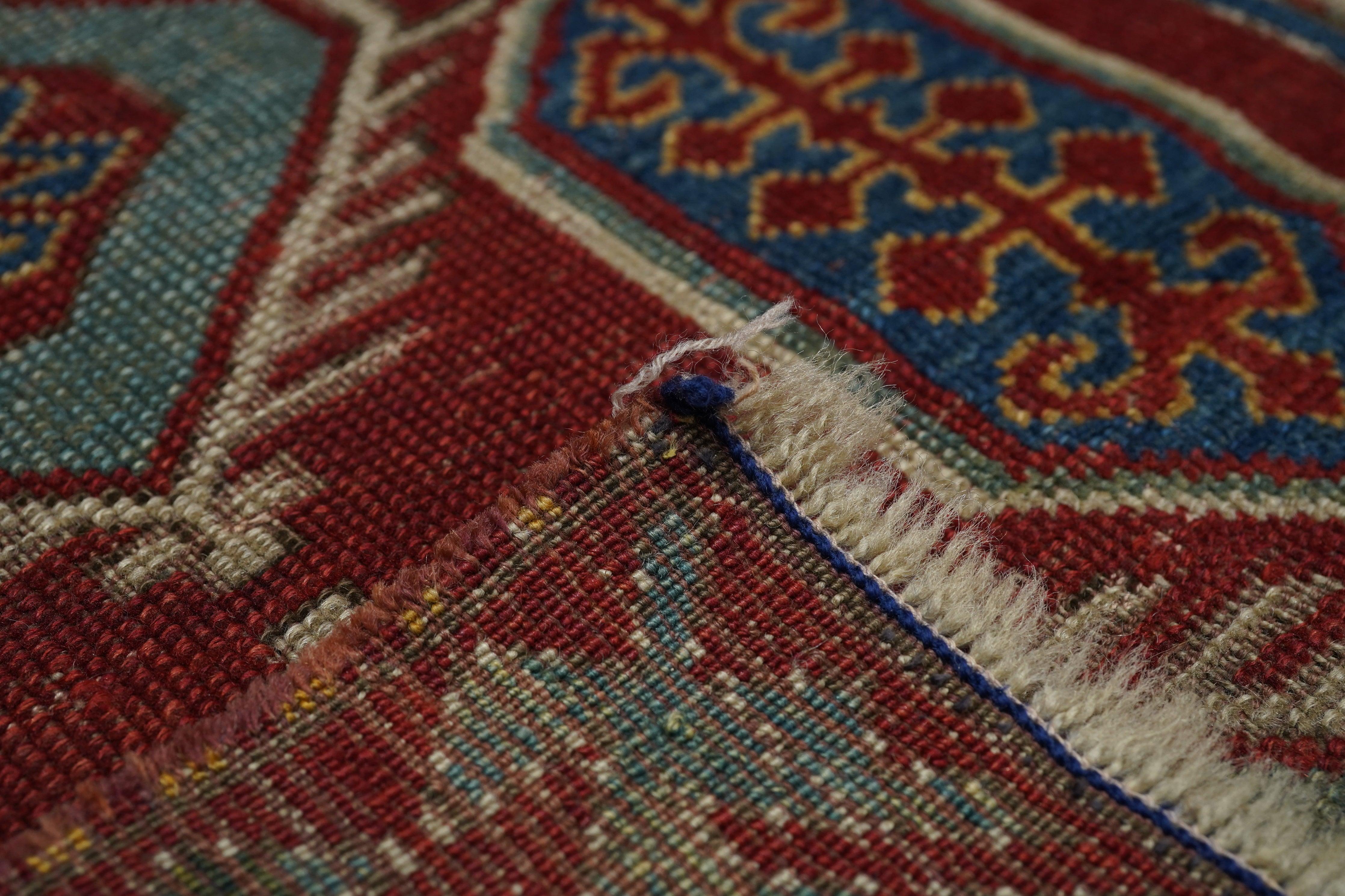 Antique Fakhralou Kazak Rug 3'4'' x 3'9'' For Sale 1