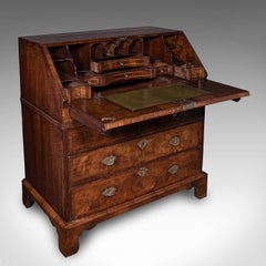Antique Fall Front Bureau, English, Walnut, Writing Cabinet, Georgian, C.1750