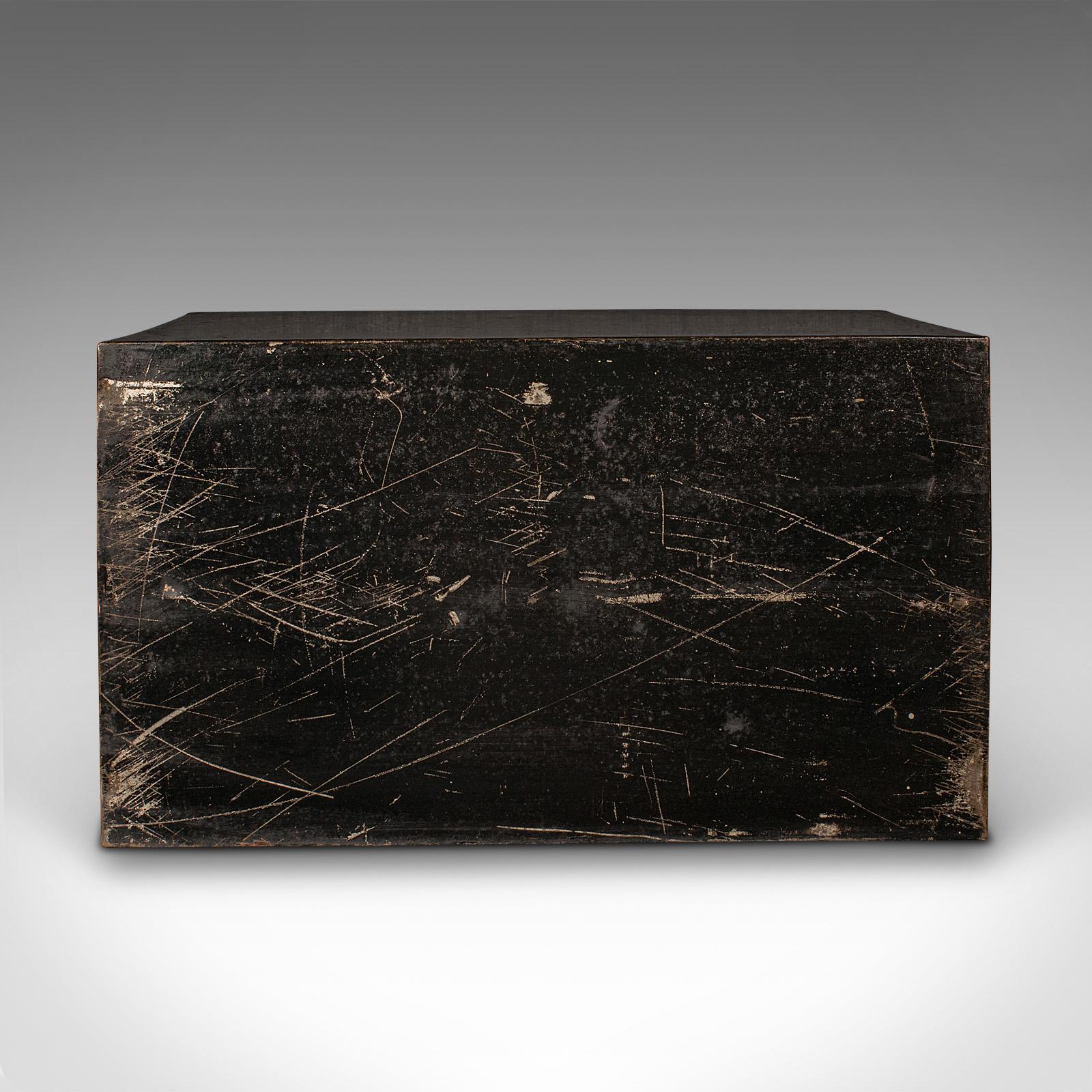 20th Century Antique Fall Front Deed Box, English, Steel, Keepsake Case, Storage, Circa 1920 For Sale