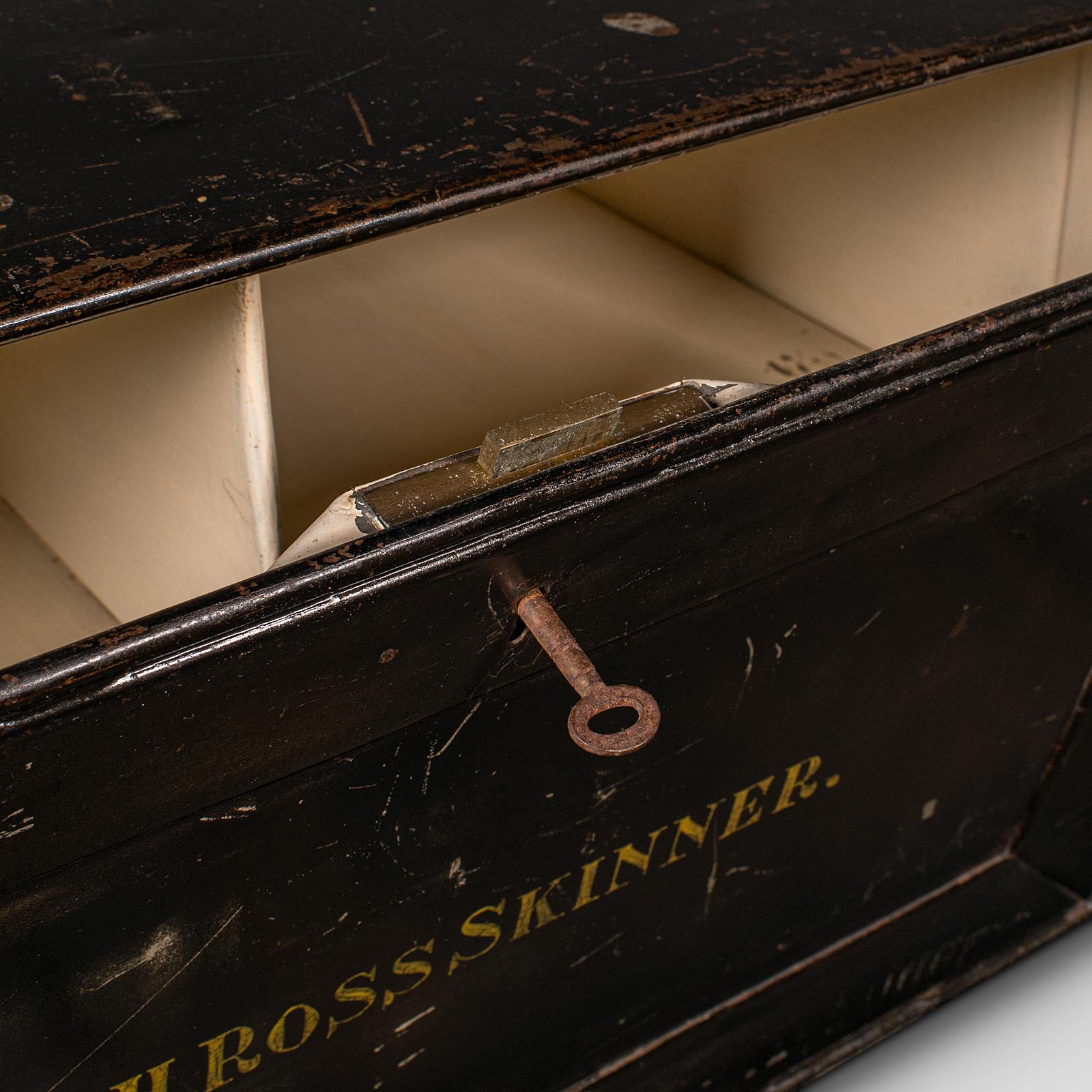 Antique Fall Front Deed Box, English, Steel, Keepsake Case, Storage, Circa 1920 For Sale 2