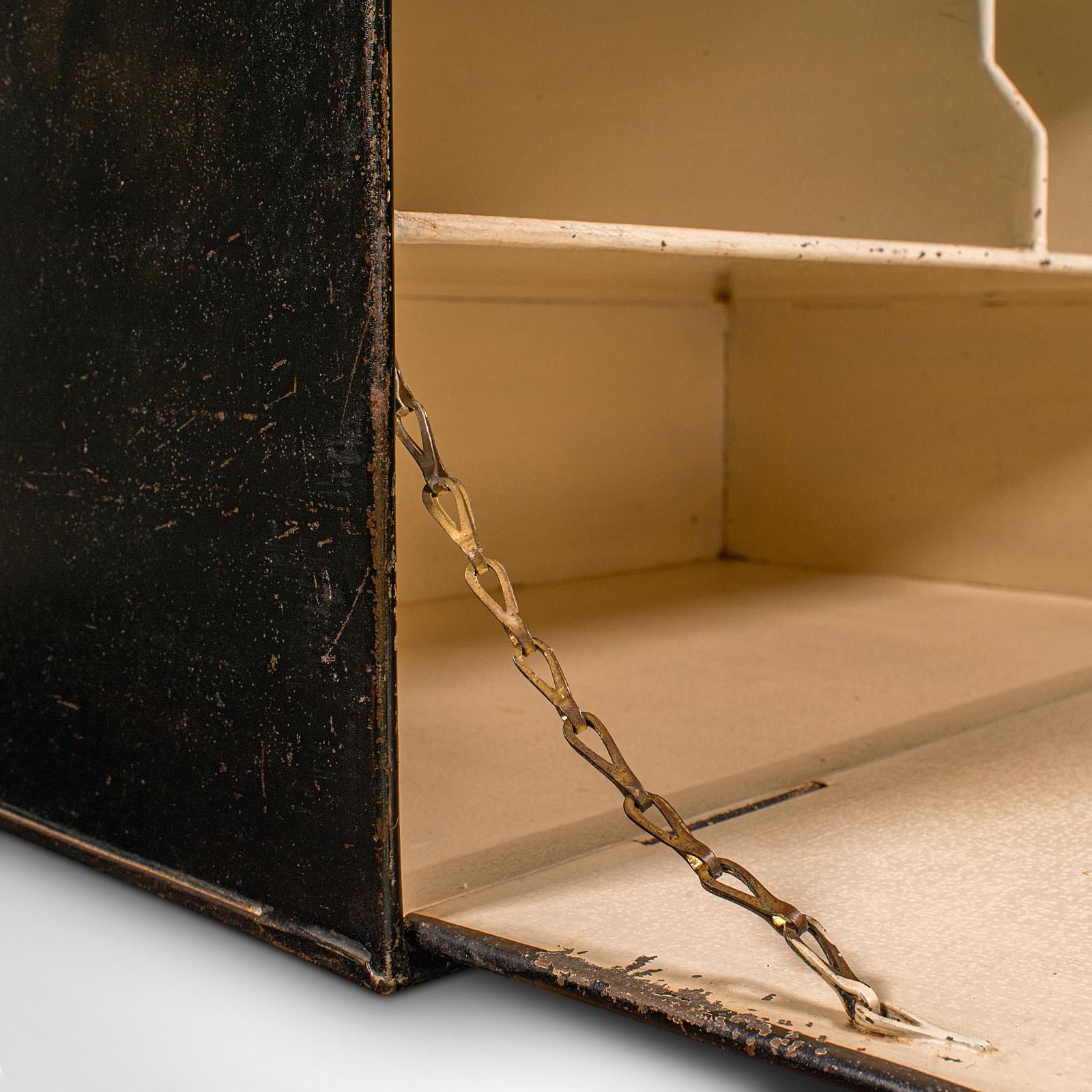 Antique Fall Front Deed Box, English, Steel, Keepsake Case, Storage, Circa 1920 For Sale 3