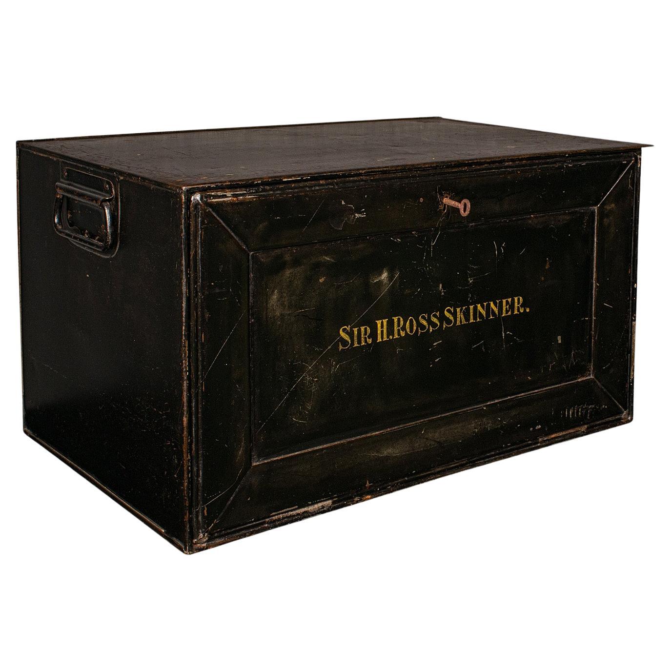 Caja de Escritura Antigua, Inglesa, Acero, Caja de Recuerdos, Almacenamiento, Circa 1920