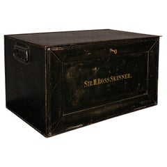 Antique Fall Front Deed Box, English, Steel, Keepsake Case, Storage, Circa 1920