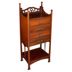 Antique Fall Front Music Cabinet, English, Art Nouveau, Victorian, After Liberty